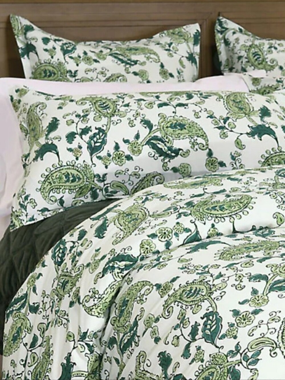 Grandin Road Emerald Paisley King Shams In Green And White NWOT